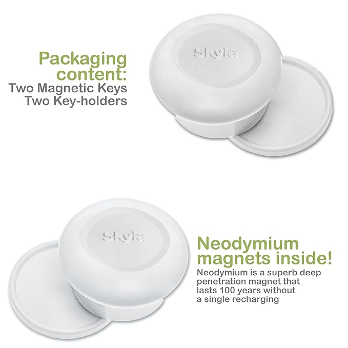 SKYLA HOMES Magnetic Cabinet Locks Baby Proofing Child Safety - The Safest Quickest and Easiest Multi-Purpose 3M Adhesive Child Proof Latches, No Screws or Tools Needed (2 Pack)