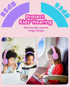 Tronsmart KH01 Kids Headphones - Foldable Over-Ear With Safety Volume 85/93dB, HD Stereo, 3.5mm Jack for Boys/Girls/School/Kindle/Travel/Tablets (Pink)