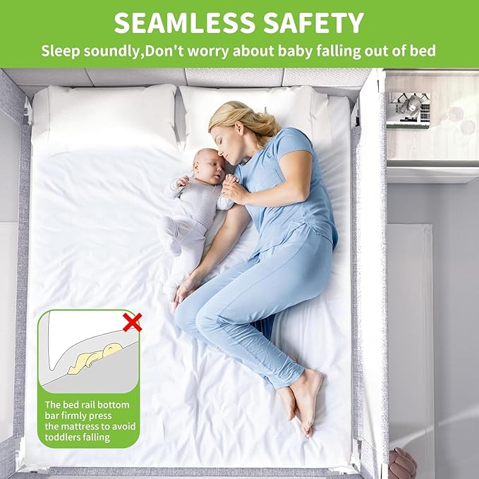 Bed Rail Guard for Toddlers, 1-Piece Adjustable Height Baby Bed Rail, Kids Safety Guard Rails for Twin Full Queen King Size (Gray, 1 Piece Side:70.8")