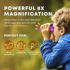 Promora Binoculars for Kids, Set with Magnifying Glass & Compass Purple - Perfect Toy for Little Boys and Girls, Kids Binoculars for 3-12 Years Boys and Girls Present for Toddler