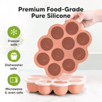 KeaBabies Silicone Food Freezer Trays with Lid, 2oz x 10 Pods Baby Food Storage Containers, Easy Puree Meal Prep, Breast Milk Silicone Freezer Molds, Dishwasher,Microwave Safe,BPA-Free(Roseate)