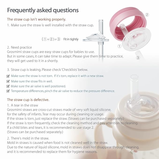 GROSMIMI Spill Proof no Spill Magic Sippy Cup with Straw with Handle for Baby and Toddlers, Customizable, PPSU, BPA Free 10 oz (Peach)