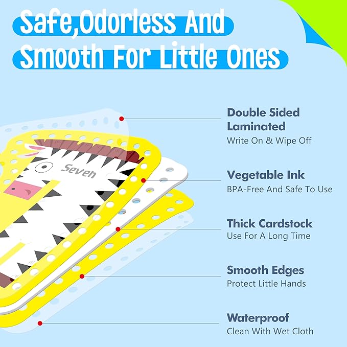 10 Pieces Number Lacing Cards, 0-9 Double Sided Sewing Cards with 10 Colorful Laces, Imagination Development Lacing Toys Games for Children Educational and Learning Activity