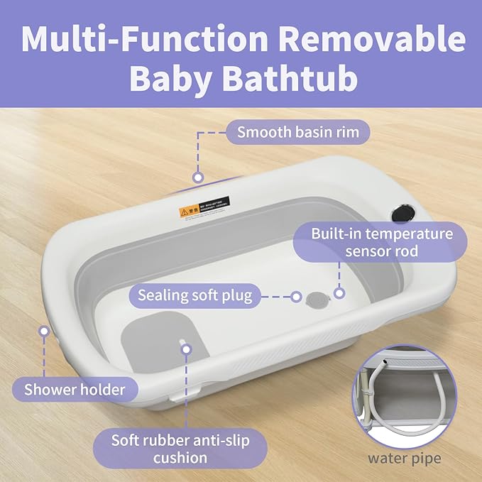 2 in 1 Baby Bathtub with Changing Table, DEYGIA Waterproof Diaper Changing Station Portable Changing Table Adjustable Height Nursery Organizer with Storage Racks for Newborn Infant Toddler