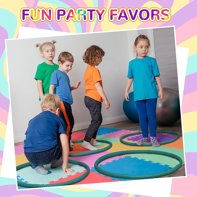 Shappy 6 Pcs Exercise Hoop Detachable Adjustable Plastic Toy Playground Toys Colored Hoop Circles for Teens Games Gymnastics Dog Agility Equipment Party Decor