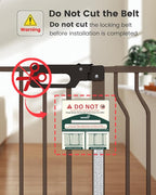 Mom's Choice-GROWNSY Baby Gate for Stairs, 30.5"-48.4" Pressure Mounted Baby Gate for Top of Stair&Doorway with V-Shaped Rods, Anti-Trip Pedal,Wide Stairs Dog Gate Easy Install w/Red Reminder,Brown