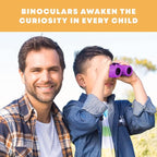 Promora Binoculars for Kids, Set with Magnifying Glass & Compass Purple - Perfect Toy for Little Boys and Girls, Kids Binoculars for 3-12 Years Boys and Girls Present for Toddler