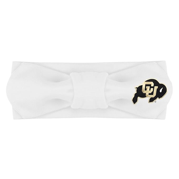 Creative Knitwear Colorado Buffaloes Infant Girls White Solid Hair Knot Headband Embroidered Logo - Size Newborn - 4T
