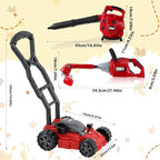 3 Pcs Toy Gardening Tool Set for Kids Toy Leaf Blower Weed Trimmer Push Lawn Mower Pretend Play Set with Lights and Sounds Christmas Birthday Gifts for Boys Girls
