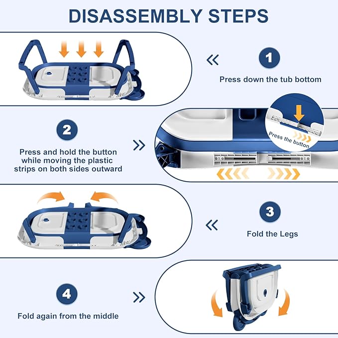 MoreFeel Collapsible Baby Bathtub for Newborn with Thermometer & 1 Soft Floating Cushion & 1 Bath Net,Portable Travel Bathtub with Drain Hole, Durable Foldable Baby Tubs for Infants to Toddler
