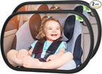 Baby Car Mirror, Safety Car Seat Mirror for Rear Facing Infant, Clear Wide View, 360°Rotation, Easily Observe the Baby Move, Secure, Shatterproof, Crash Tested and Certified (2-Pack)