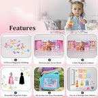 Princess Magnetic Dress Up Dolls Games, Magnetic Dress Up Play Set for Girls, Travel Road Trip Airplane Activity Toys with 3D Magnetic Game Scene, Magnetic Paper Dolls for Girls Ages 4-7