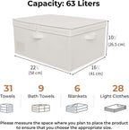 GRANNY SAYS Fabric Storage Bin with Lid, Decorative Storage Box for Shelves, Container Storage Basket Organizer, Closet Bins with Lids for Organizing, Jumbo, Ivory, 1-Pack