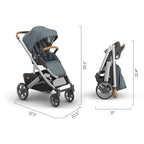 UPPAbaby Cruz V3 Stroller - from Birth + Car Seat Compatible - Full-Size, Reversible Seat - Infant Insert, Bug and Rain Shields Included - Callum (Stone Blue/Silver Frame/Sand Leather)