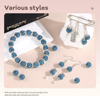 105pcs 10mm Rhinestone Beads for Jewelry Making, Blue Zircon Shiny Round Disco Ball Beads Bulk, Sparkle Crystal Clay Christmas for Bracelet Baseball Necklace Earring Crafting and DIY