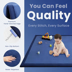 Baby Play Mat for Floor,1.3" Thick Memory foam Tummy Time Mat,Soft Coral Velvet Nursery Rug,Extra Large Non Slip Crawling Mat for Toddlers,Infants,kids,oga,Tatami Style for Living Room(Royal Blue)
