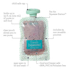 Infantino Reusable Squeeze Pouches for Homemade Baby Food, 3.5 oz, Pack of 25 - BPA, PVC, and Phthalate-Free, Freezer-Safe, with Clear Window and Labeling Space