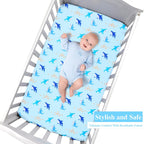 UOMNY Crib Sheet for Baby Boys Shark Fitted Crib Sheets for Standard Crib and Toddler Mattresses Ocean Crib Mattress Sheets for Daycare 52 x 28 Blue