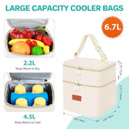 PIIOSER Breast Milk Storage Cooler Bag with Ice Pack, Fits 4 Baby Bottles Up to 5 Ounce, Small Insulated Breastmilk Cooler Travel Bag with Handle Buckle for Nursing & Working Mom Daycare (Cream-XS-1