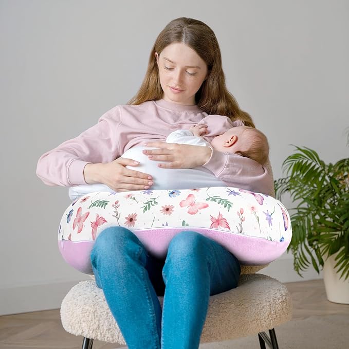 Nursing Pillow Cover 1 Pack, Minky Removable Nursing Pillowcase for Breastfeeding Pillows, Reversible Feeding Slipcover for Baby Boys/Girls, Super Soft Comfortable (Butterfly)