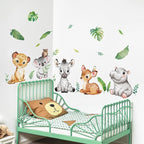 Tanlaby Jungle Animals Wall Stickers Cartoon Woodland Animal Wall Decals Zebra Forest Peel and Stick Art Sticker for Baby Nursery Kids Bedroom Playroom Daycare Classroom Decor
