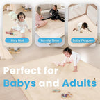 1.3" Thick Baby Play Mat for Floor, 28x72 Foam Tummy Time Mat, Padded Support Soft Plush Bedside Rugs for Infant Kids Toddler Crawling Kick Activity (Beige)