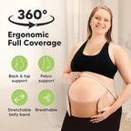 2-in-1 Maternity Belly Bands for Pregnant Women - Easy to Use Pregnancy Belly Support Band for Back, Pelvic, Hip, Adjustable Maternity Belt Support, Comfortable & Soft (Classic Ivory, One Size)