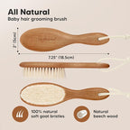 Wooden Baby Hair Brush - Cradle Cap Baby Brush with Soft Goat Bristles, Perfect Gentle Scalp Newborn Comb for Infant, Girls, Boys, Bath Essentials(Dark Walnut, Oval)