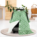 TANOFAR Baby Carseat Canopy, Peekaboo Opening Car Seat Canopy for Babies, Soft and Breathable Infant Carrier Canopy, Multi-use Baby Carrier, Stroller, Nursing Cover, Minky Blanket, Green