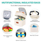 PIIOSER Breast Milk Storage Cooler Bag with Ice Pack, Fits 4 Baby Bottles Up to 5 Ounce, Small Insulated Breastmilk Cooler Travel Bag with Handle Buckle for Nursing & Working Mom Daycare (Cream-XS-1