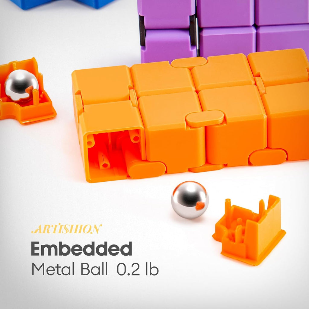 Fidget Cube, Durable Nylon Infinity Desk Toy, Skin-Friendly Handheld Gadget, Mini Stress-Relief Adult Fidget Toy for Anxiety Alleviation (Lightweight/Bright Orange)