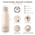 Portable Bottle Warmer for Travel, 12 Oz Milk Warmer for Breastmilk Formula Water, 3 Mins Fast Heating, Long Battery Life, 5 Levels Smart Temp Control, Ideal for Night Feeding, Travel, Car