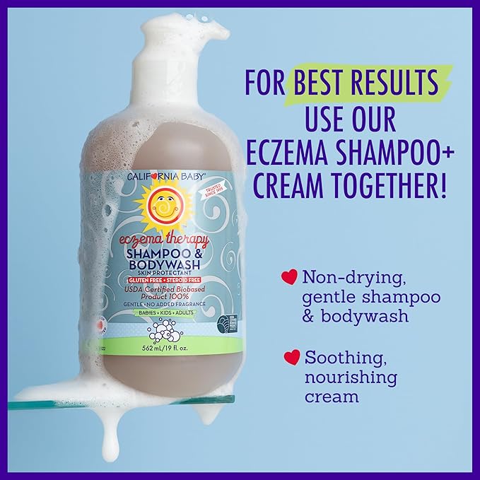 California Baby Eczema Treatment Set | 2oz Eczema Cream + 8.5oz Eczema Body Wash | Colloidal Oatmeal + Aloe Vera | Steroid-Free | Hypoallergenic
