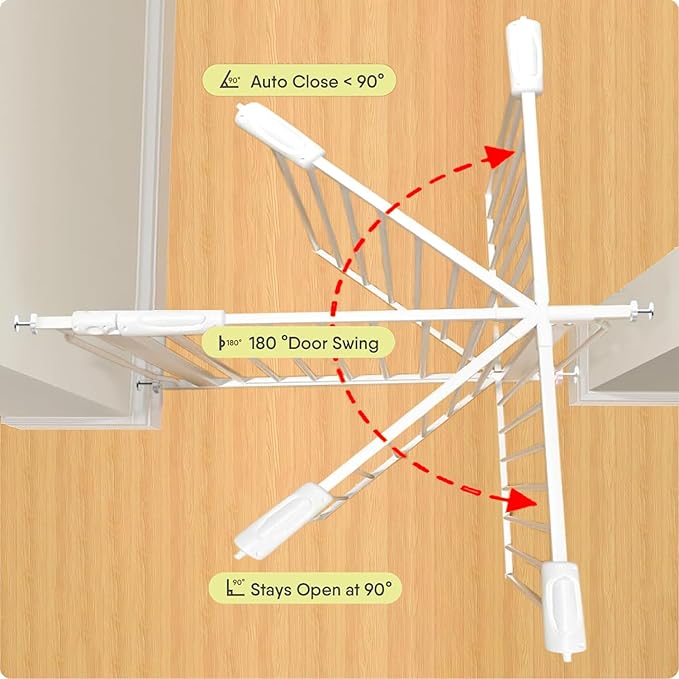 Walk Through Baby & Dog Gate 29-38.5 Inch, Pressure Mounted No Drilling, Adjustable Indoor Safety Gate for Stairs & Doorways - Metal Design for Kids and Pets, White
