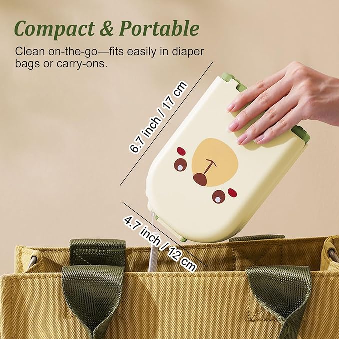 Travel Baby Bottle Cleaner Kit with Storage Case – 6-in-1 Compact Bottle Brush Set for Infant Feeding, Breast Pump Parts & On-The-Go Washing – Baby Travel Essentials for Flying (Green)