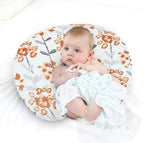 LAT Nursing Pillow for Breastfeeding with Removable Minky Cover,Ergonomic Breast Feeding Pillows for Mom and Baby,Machine Washable(Flowers+Orange)