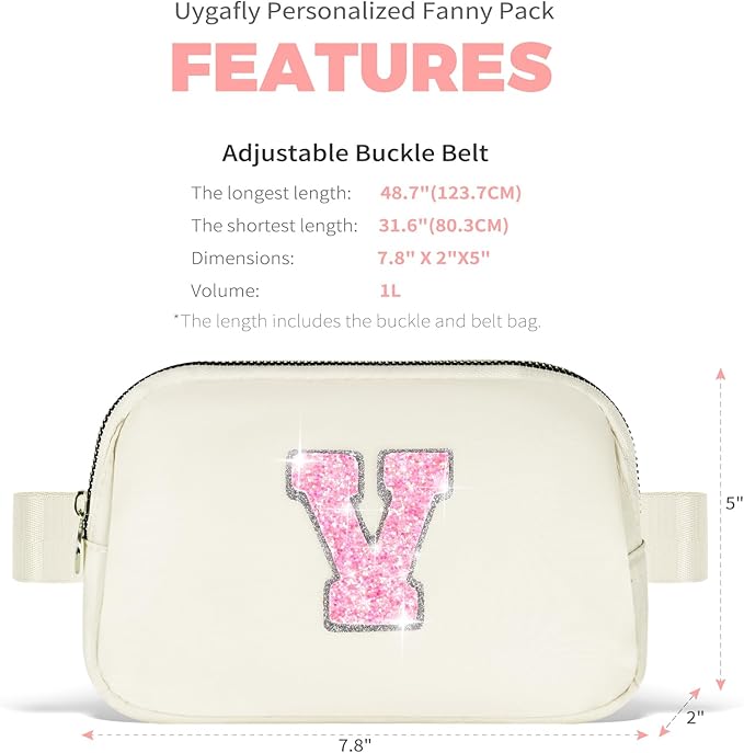 Gifts for Girls Teens Kids - Birthday Gifts for Daughter Sister Her,Teen Girl Essentials,Travel Essentials,Cute Teen Trendy Stuff Waist Packs Belt Bag Crossbody Bag | Cream,Initial V
