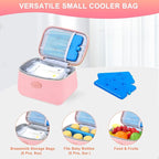 PIIOSER Breast Milk Cooler Bag with 2 Ice Pack, Fit 6 Breastmilk Storage Bags Up to 8Oz, Insulated Baby Bottles Tote Bag for Daycare and Breastfeeding Mom (Pink-XS)