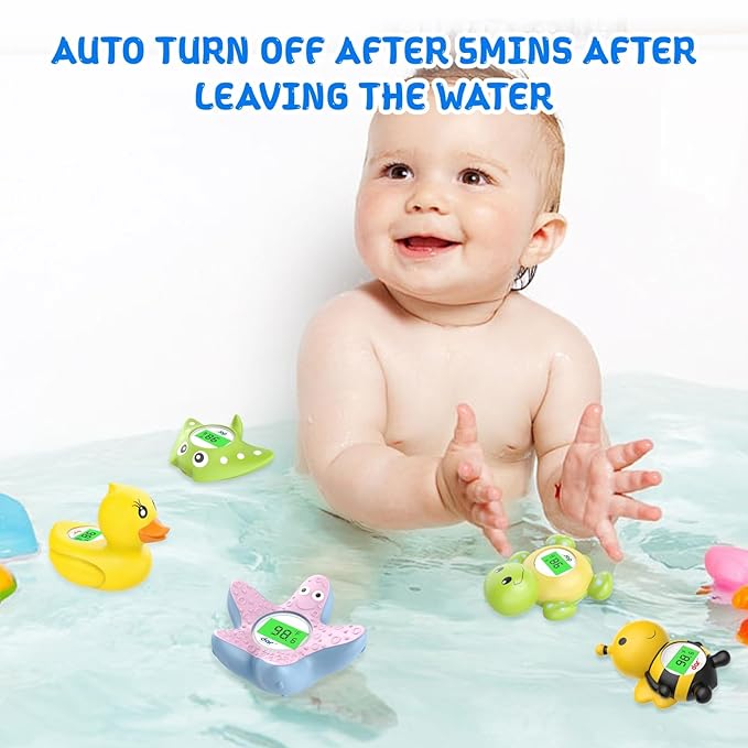 Baby Bath Thermometer, Digital Water Temperature Thermometers with 3 Color Backlit and Temperature Warning, Safety Bath Tube Thermometer Floating Toy for Infant, Toddler