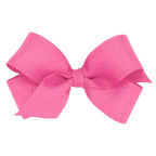 Wee Ones Girls' Plain Wrap Classic Grosgrain Hair Bows on a WeeStay No-Slip Hair Clip, Handmade, Mini, Hot Pink