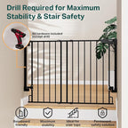 Cumbor 2 Pack 29.2-43" No Bottom Bar Baby Gate for Stairs, 2-in-1 Auto Close Dog Gate Indoor, Hardware Mounted Pet Gate for Doorways with Large Walk Thru Door, Child-Proof Safety Gate for Kids (Black)