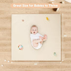 Padded Baby Play Mat, Super Soft Vegan Leather Floor Mat for Baby Girls and Boys, 48x48 Non-Slip Thick Foam Cushioned Playmat for Babies 6-12 Months, Fits Nicely Into 50x50 Playpen Mat, Pink