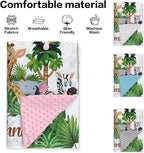 Custom Name Baby Swaddle Blanket – Cozy Flannel with Double-Layer Dotted Backing – Lion and Jungle Theme for Infants and Toddlers