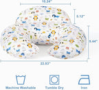 Nursing Pillow for Bottle and Breastfeeding, Ergonomic Design Support for Mom and Baby, Removable Cotton Cover, Machine Washable, Dog Pattern(Creamy White)