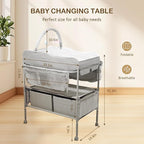 Baby Changing Table,Versatile Folding Changing Table,Waterproof/Foldable/Height Adjustable/Movable/with Silent Wheels/2 Drawers Diaper Changing Station,Mobile Nursery Organizer for Newborn Essentials