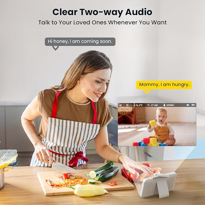 ieGeek Baby Monitor with 2 Cameras, 5" Large Screen Split-Screen Video Baby Monitor | 2K HD Non-WiFi Monitor with App & Parent Unit | Night Vision, 2-Way Audio, Cry Detection, Temperature Sensor