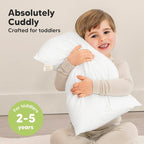 Toddler Pillow with Pillowcase - 13x18 My Little Cuddly Pillow, Viscose Derived From Bamboo Nursery Toddler Pillows for Sleeping,Kids Pillow,Small Travel Pillows,Mini Toddler Bed Pillow (Soft White)
