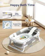 AVIDOR 2-in-1 Baby Bathtub with Stand for Newborn and Infants, Foldable Baby Bath Tub, Baby Shower Gifts for New Parents