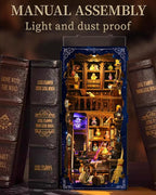 Book Nook Kit - DIY Miniature House Dollhouse 3D Puzzles for Adults and Teens - Gifts for Family and Friends Bookshelf Decor Tiny House Model Build with LED Light (BV02-011)