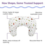 Boppy Nursing Pillow - Ergonomic Bottle & Breastfeeding Pillow with High, Firm, Large Area, Water-Repellent Cushion with Washable Cover; Baby Safety Alliance Verified - Neutral Plants and Animals